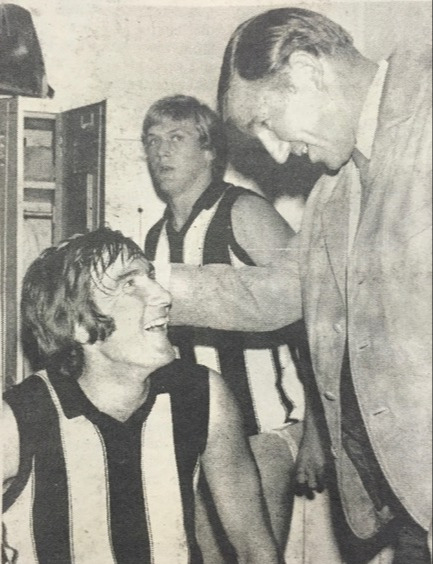 John Parkinson is congratulated by coach Bob Rose after his first game